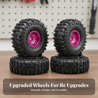 4 Pieces 11 Point 0 Inch Crawler Wheels High Grip Pattern 1/24 Scale Rock Crawler Tires RC Beadlock Wheel and Tire Set