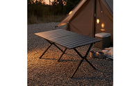 Stable Roll-up Camping Table Sturdy Wood Grain Folding Table Heavy Duty Outdoor Furniture Easy to Clean for Fishing