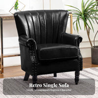 Retro Design Upholstered Wingback Chair High Back Design Tufted Single Sofa Rolled Arms Armchair Space Saving for Business Owners, Homeowners, Hotel, Photo Studio, Small Areas, Study
