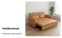 Space-Saving Sleeper Sofa Steel Frame Pull-out Sofa Bed Adjustable Backrest Pull out Couch Bed for Guests, Small Areas, Office, Apartment