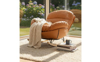 Lazy Sofa Chair Breathable Textile Eggshell Lounge Chair Soft Padding Recliner Sturdy Wood Base Living Room Furniture