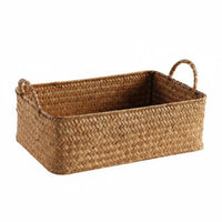 Woven Box with Lid Japanese aesthetic Storage Basket Sturdy Construction for Desktop
