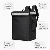 Insulated Delivery Backpack for Drivers, Waterproof Food Delivery Bag 50L, Hot Food Carrier Backpack, Delivery Bag for Takeaway Food