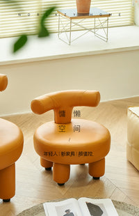 网红ins小羊靠背儿童椅简约家用客厅创意沙发凳北欧轻奢软包矮凳 小号深蓝色【阿尔泰绒】