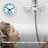 Punch-Effortless Installation Waterproof Bathroom Clock Fogproof Suction Cup Clock Quiet Movement for Children, Shower