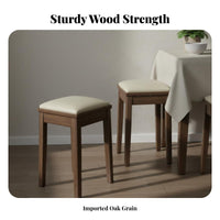 Solid Wood Construction Stackable Square Stool Space-Saving Square Top Stacking Stool Sturdy and Long-Lasting Backless Seat Multi-Purpose for Adults, Homeowners, Parents, Living Room, Bedroom, Kitchen, Entryway