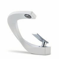 Vanity Faucet with Integrated Aerator Sculptural Single-Hole Lavatory Faucet Sleek Tap for Washbasin