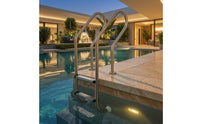 Stainless Steel Pool Ladder Flange-Mounted Pool Ladder with Handrails Rust Resistant for Facility Managers, Swimming Pools, Leisure Facilities