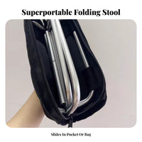 Foldable Pocket Travel Seat Lightweight Folding Camp Stool Easy Setup Compact Chair High Load Capacity for Travelers, Concert-&goers, Public Transport, Traveling, Waiting in Line, Outdoors