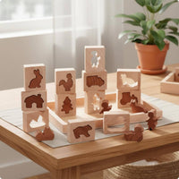 Wooden Shape Matching Puzzle Early Learning Animal Block Puzzle Set Cognitive Development Educational Toy for Young Children, Preschoolers