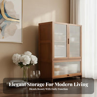 Space Saving Living Room Sideboard Cabinet Adjustable Shelves Dining Room Sideboard Elegant Design Kitchen Pantry Cabinet Heavy Duty for Homeowners, Families, Homemakers, Hallway