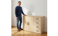 Rectangular Storage Cabinet Four Drawers Drawer Cabinet Wood-Grain Finish