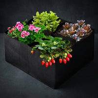 Plant Pots and Strawberry Planter Grow Bags for Outdoor Garden, Multi-Compartment Square Raised Garden Bed, Heavy Duty Vegetable Planter, Felt