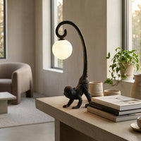 Black Monkey Table Lamp Curved Arm Monkey Lamp Modern Minimalist Home Lighting Tabletop