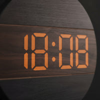 Clock with Wood-Grain Panel Modern Digital Wall Clock   for Office