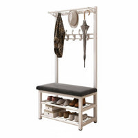 Multi-Functional Design Coat Rack with Shoe Bench Space-Saving Hall Tree Comfortable Cushion Entryway Organizer Strong Load-Bearing for Apartment Dwellers, Homeowners, Families, Hallway, Mudroom, Bedroom