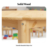 Hardwood Kids Table and Chair Set Finish Solid Wood children's Study Desk Child-Sized Kids Table and Chair Set for Childcare Center, Nursery, Home