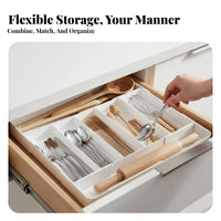 Expandable Cutlery Tray Multi-Compartment Expandable Utensil Holder for Bathroom
