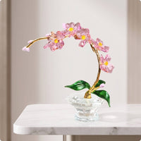 Crystal Flower Ornament Gold-Toned Crystal Flower Faceted Floral Ornament for Living Room