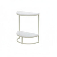 C-Shaped Design dual-level Halfcircular table Modern aesthetic 2-Tier Accent Table Space-Saving Nightstand Movable for Apartment Dwellers, Homeowners, Students, Living Room, Bedroom, Small Spaces, Entryway