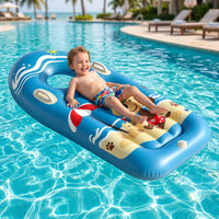 Portable Inflatable Kickboard with Pump Thickened Swim Buoyant Board with Handles Widened for Children, Toddlers, Swimming Pool, Beach