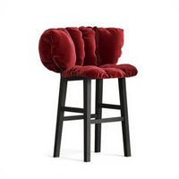 French Design Petal-Cushion High Chair Luxury Design Upholstered High Seat With Backrest Bar Stool Stable Base for Interior Designers, Business Owners, Counter, Kitchen Island, Restaurant, Dining Area