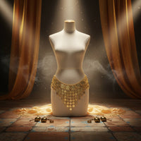 Shiny Finish Gold Coin Belly Dance Belt Boho Design Metal Belly Dance Waist Belt for Stage Performance