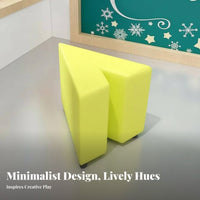 Soft Padded V-Shaped Ottoman Easy to Clean kids' Furniture Long-Lasting Construction Upholstered Stool Vibrant Colors for Toddlers, Educators, Parents, Kindergarten, Early Learning Center, Shopping Mall, Playroom