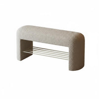 Modern Minimalist design Sherpa-Covered Shoe Bench Soft Padded Seat Home Storage 2-in-1 Design Household Furniture Sturdy for Families, Apartment Dwellers, Homeowners, Entryway, Living Room, Bedroom, Hallway