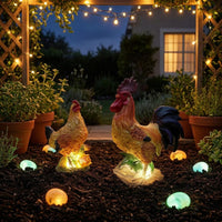 Male Chicken Statue Waterproof Solar Chicken StatueSculpture Light