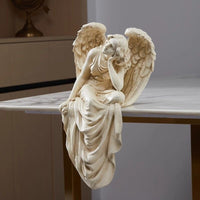 Sitting Angel Girl Resin Figurine Nordic Style Home Decor