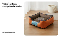 Rectangular Dog Bed Thickly Padded Bolster Pet Bed Non-Slip Bottom Cushioned Cat Lounger for Dogs, Small Pets, Kennel, Crate