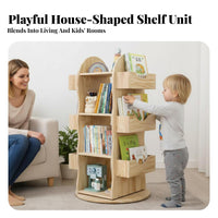 360-Degree Rotation Rotating Book carousel Multitier Design bookshelf Space-Saving bookshelf Large Capacity for Children, young children, Living Room, Small areas, literary Corner, Playroom