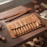 Wear-Resistant 10-Slot Tool Roll Long-Lasting Carving Roll Portable PU Leather Tool Pouch Multiple Pockets for DIY Users, Woodworkers, Workshop