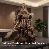 Auspicious Gift Guan Gong Statue Feng Shui Decor Guan Yu Dragon Statue Detailed Carving Chinese Warrior Figurine Artisan-Made for Business Owners, Collectors, Homeowners, Office, Cashier Desk, Altar, Living Room