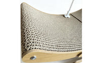 Corrugated Cat Scratcher Rocker Rocking Cat Rocker with Feather Toy Wooden Pet Furniture Curved for Cats, Kittens, Living Room, Bedroom