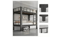 Steel Bunk Bed Heavy-Duty Bunk Bed with Guardrails Space-Saving Furniture for Students, Roommates, Dormitory Housing, Shared Apartment