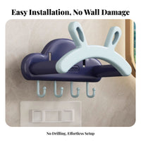 Wall-Mounted Washbasin Holder Space Saving Playful Ear Basin Hanger with Hooks Versatile Wall Mounted Basin Rack for Renters, Kitchen, Balcony, Door