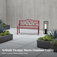 2-Seater Wrought Iron Settee Weather-Resistant Slatted Metal Bench Long-Lasting Outdoor Furniture Decorative Backrest for Homeowners, Gardeners, Garden, Yard, Porch, Balcony