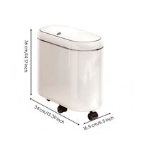 Lidded Waste Basket Narrow-Space Trash Can Glossy Garbage Bin
