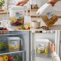 Refrigerator Cold Water Pitcher with Spout, Large Capacity Heat-Resistant Fruit Tea Beverage Dispenser for Iced Drinks