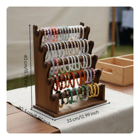 Sturdy Construction Wooden Bracelet Display Rack Large Capacity Wooden Bracelet Stand Space Saving for Crafters, Market Stalls, Craft Fairs