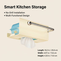 Pantry Space Saving Carbon Steel Under Cabinet Dispensing Paper Towel Holder, Multi-Functional Storage for Kitchen and Home Cooks