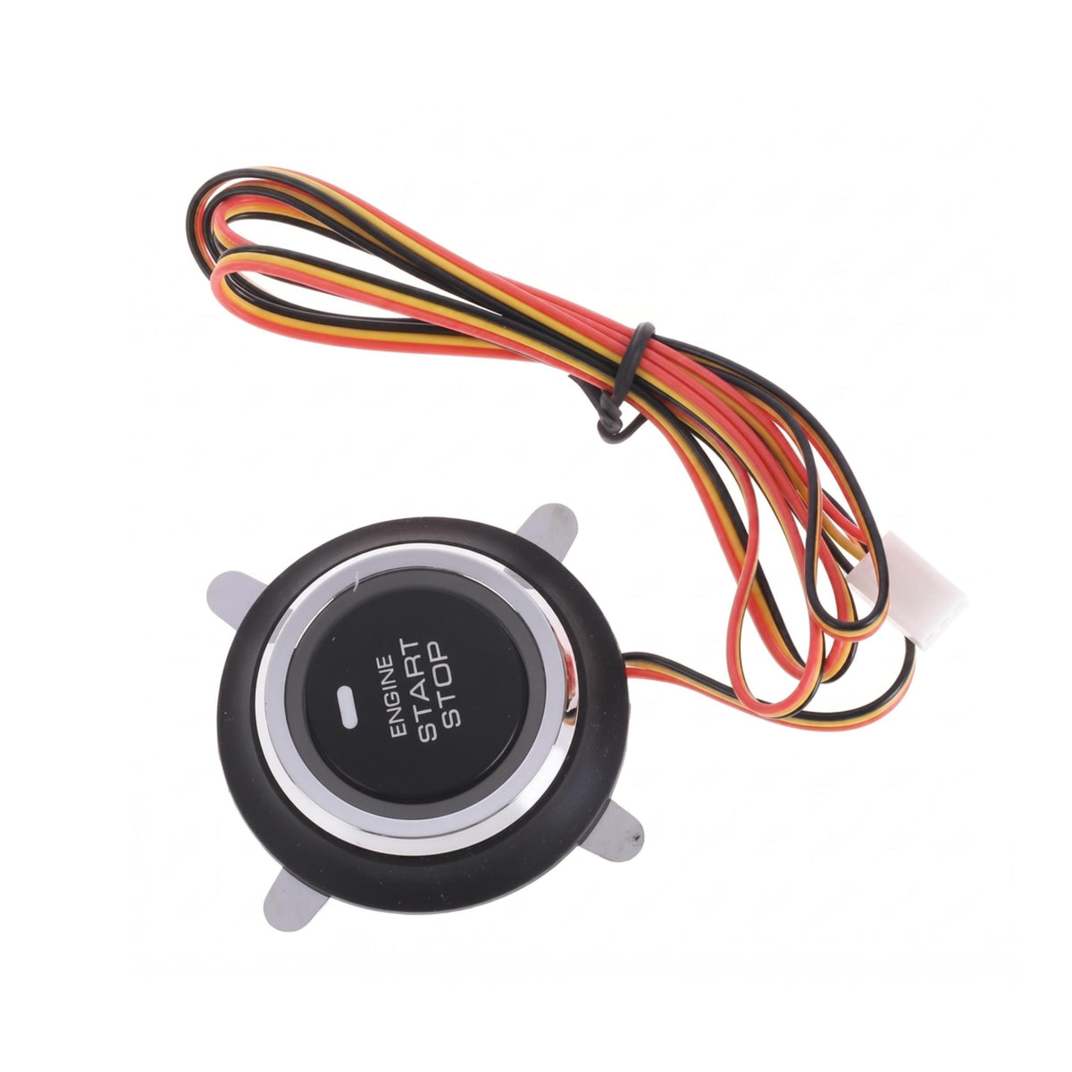 12V Motor Ignition Stop Button Black Face Flush Mount Ignition on-off Button Silver Trim Bezel Car Control Indicator Window