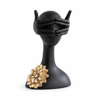 Resin Figurine with Flower Sculptural Bust Sculpture Painted Abstract Figure for Shelf
