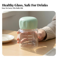 Plump Glass Bottle Food Grade Portable Glass Cup Reusable Drink Bottle for Office Workers, Health-Conscious People, School, Kitchen, Picnics