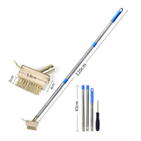 Heavy Duty Crevice Weeding Brush Dense Bristles Long Handle Wire Brush 2-in-1 Design for Outdoor, Kitchen, Bathroom