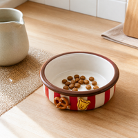 Hand-Painted Ceramic Pet Bowl for Cats and Dogs, Large Caliber Anti-Tip Design