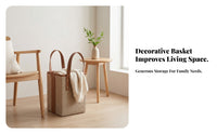 Woven Basket with Handles Woven Container Basket Rectangular