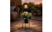Solar Tripod Planter Lamp 2 in 1 Design Black Mesh Planter Lamp Decorative Tripod Outdoor Lamp for Patio, Porch